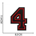 Grande toppa ricamata numero 4 nera e rossa, 11,4 cm altezza patch termoadesiva ricami - Numero 4