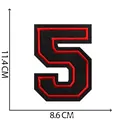 Toppa ricamata numero 5 rossa e nera da stirare per abbigliamento fai da te - Numero 5