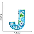 Blue floral embroidered iron-on patch letter J decorative clothing accessory 5.2cm x 4.1cm - Letter J