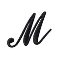 Zwart geborduurde alfabetletter M patch voor kledingdecoratie en DIY-accessoires - Letter M