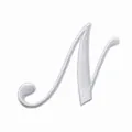 Écusson lettre N cursive brodée blanche, 6,33 x 4,68 cm thermocollant - Lettre N