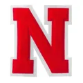Red chenille embroidery letter N patch with white felt border for DIY clothing decor - Letter N