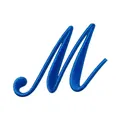 Toppa lettera M ricamata blu da stirare per accessori abbigliamento e fai da te 4,7x7,8cm - Lettera M