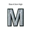 Premium white and black embroidered alphabet letter M patch, 4.5cm height size - Letter M