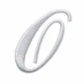 Écusson brodé lettre O cursive blanche pour bricolage patch avec dimensions 4.7x4.4cm - Lettre O