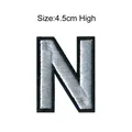 Premium silver embroidered letter N patch 4.5cm high DIY applique for garments - Letter N