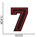 Toppa ricamata numero 7 in nero e rosso, alta 11,4 cm per decorazione abbigliamento DIY - Numero 7