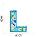 Blue floral embroidered alphabet letter L iron-on patch for clothes, size 5x4.1cm - Letter L