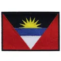 Primo piano della trama ricamata dettagliata della toppa con bandiera di Antigua e Barbuda - Stile Bandiera Antigua e Barbuda (6B)