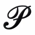 Toppa ricamata lettera P corsivo nero per accessori abbigliamento DIY, 5.67x4.71cm - Lettera P