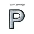 Silver embroidered letter P patch 4.5cm high for DIY clothing and bag accessories - Letter P