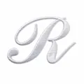 Grand écusson brodé lettre R blanche pour réparation de vêtements DIY 6,9x4,7cm - Lettre R
