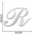 Grand écusson brodé lettre R blanche pour réparation de vêtements DIY 6,9x4,7cm - Lettre R