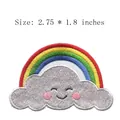 Smiling cloud and rainbow embroidery patch, size 2.75 x 1.8 inches, iron-on DIY accessory. - Rainbow Cloud Style (HS1602029)