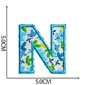 Blue floral embroidered letter N patch for DIY clothing iron-on decoration 5cm x 5cm - Letter N