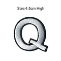 Embroidered uppercase letter Q patch, 4.5cm high, black and white DIY accessory - Letter Q