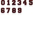 Set di toppe ricamate con numeri da 0 a 9 nero e rosso per progetti fai-da-te - Set di 10 Numeri (0-9) / Confezione da 10