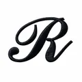 Toppa ricamata nera con lettera R in corsivo per decorazione fai da te di vestiti - Lettera R
