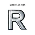 White and black embroidered letter R patch, 4.5cm high for DIY clothing decoration - Letter R