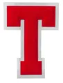 Large red chenille letter T embroidered patch for DIY clothing and apparel decoration - Letter T