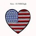 Heart-shaped American flag embroidered iron-on patch for clothing DIY, 2.5 inches high. - USA Heart (390) / 63.5mm High