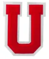 Vibrant red chenille towel embroidery letter U iron-on patch for DIY clothing accessories - Letter U