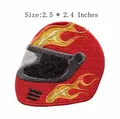 Red motorcycle helmet embroidered patch with flame design iron on for clothing decoration - Fire Helmet Style (HS1312038) / 1 Piece