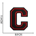 Patch ricamata grande lettera C da 11,4 CM con bordo rosso e nero per vestiti - Lettera C / 11.4cm