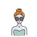 Cartoon girl embroidered patch with orange hair bun and sunglasses for DIY clothing - Sunglasses Girl Style (HS1607035)
