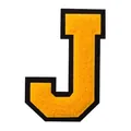 Yellow chenille letter J embroidery patch with black felt border for DIY clothing - Letter J / 1 Piece