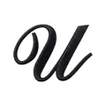 Zwarte cursieve letter U geborduurde strijkpatch voor DIY kledingaccessoires op maat - Letter U