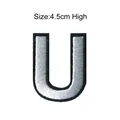 White embroidered letter U patch with black border, 4.5cm high for DIY clothing decor - Letter U