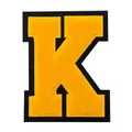 Yellow chenille towel embroidery letter K patch with black felt border for DIY crafts - Letter K / 1 Piece