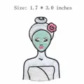 Embroidered spa girl patch with green facial mask, 1.7 x 3.0 inches size - Facial Mask Girl Style (HS1607036)