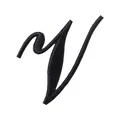 Zwart geborduurde letter V-patch voor DIY kleding, afmeting 4.69 x 5.34 CM. - Letter V