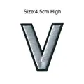 Professional white embroidered letter V patch with black border and 4.5cm height - Letter V