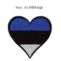 Heart-shaped Estonia flag embroidered iron-on patch, 63.5mm high DIY clothing accessory - Estonia Heart (394) / 63.5mm High