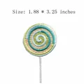 Embroidered lollipop patch with teal and yellow spiral swirl, size 1.88 by 3.25 inches - Lollipop Style (HS1503017) / 1 Piece
