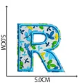 Blue floral embroidered letter R patch with iron-on backing, 5.0cm size - Letter R