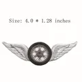 Detailed embroidered winged wheel patch badge measuring 4.0 x 1.28 inches for clothes - Winged Wheel Style (HS1506045) / 1 Piece