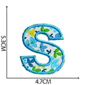 Blue floral embroidered letter S iron-on patch for clothing decoration - Letter S
