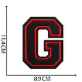 Grande toppa ricamata lettera G stile collegiale rosso e nero, altezza 11,4 cm - Lettera G / 11.4cm