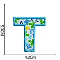Blue floral embroidered letter T iron-on patch for clothing decoration 5x4.8cm - Letter T