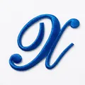 Toppa ricamata blu con lettera N corsiva per accessori di abbigliamento e fai-da-te - Lettera X
