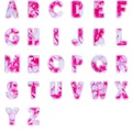Full set of 26 pink and white tie-dye embroidered alphabet letter patches for clothing. - Full Set of 26 Letters