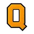 Yellow chenille embroidery letter Q patch with black border for DIY clothing decor - Letter Q / 1 Piece