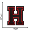 Patch ricamata grande lettera H nera e rossa da 11,4 cm per decorazione di abbigliamento - Lettera H / 11.4cm