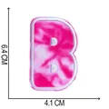 Detailed view of tie-dye embroidered letter B patch with size dimensions 6.4x4.1 cm. - Letter B