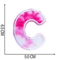 Tie-dye embroidered letter C alphabet patch showing dimensions 6.5cm height and 5.0cm width - Letter C