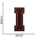 Grande toppa ricamata lettera I termoadesiva nera e rossa per vestiti fai-da-te - Lettera I / 11.4cm
